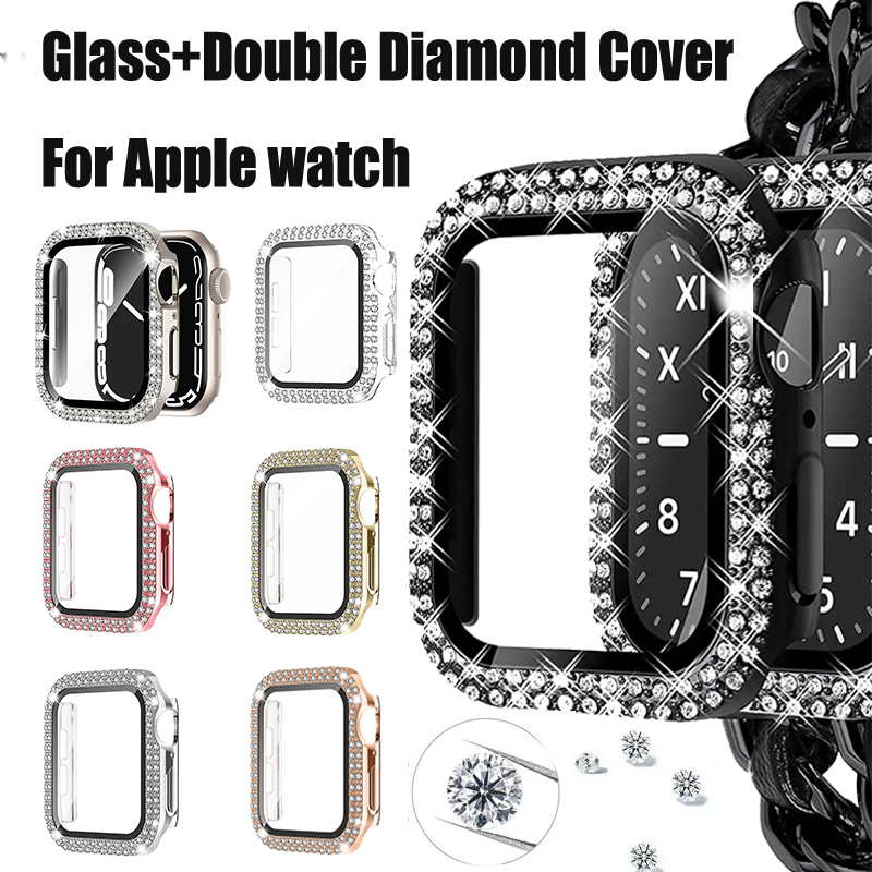 Smartwatch Band Accessories - Vidro + capa de diamante para
