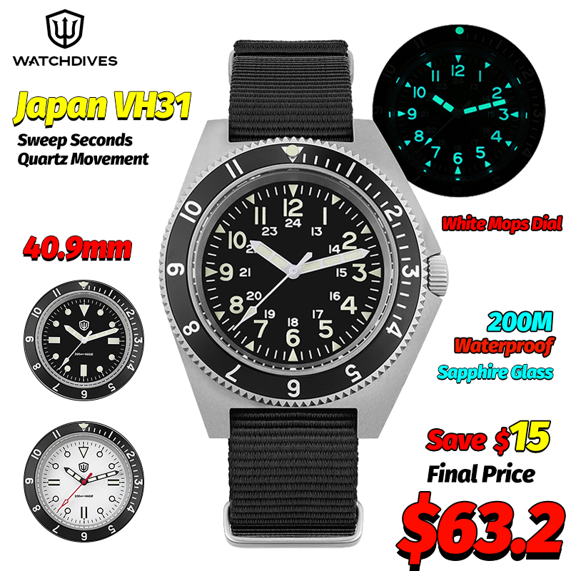 Accessories With Watch - Watchdives wd1972 relógio de quartzo safira