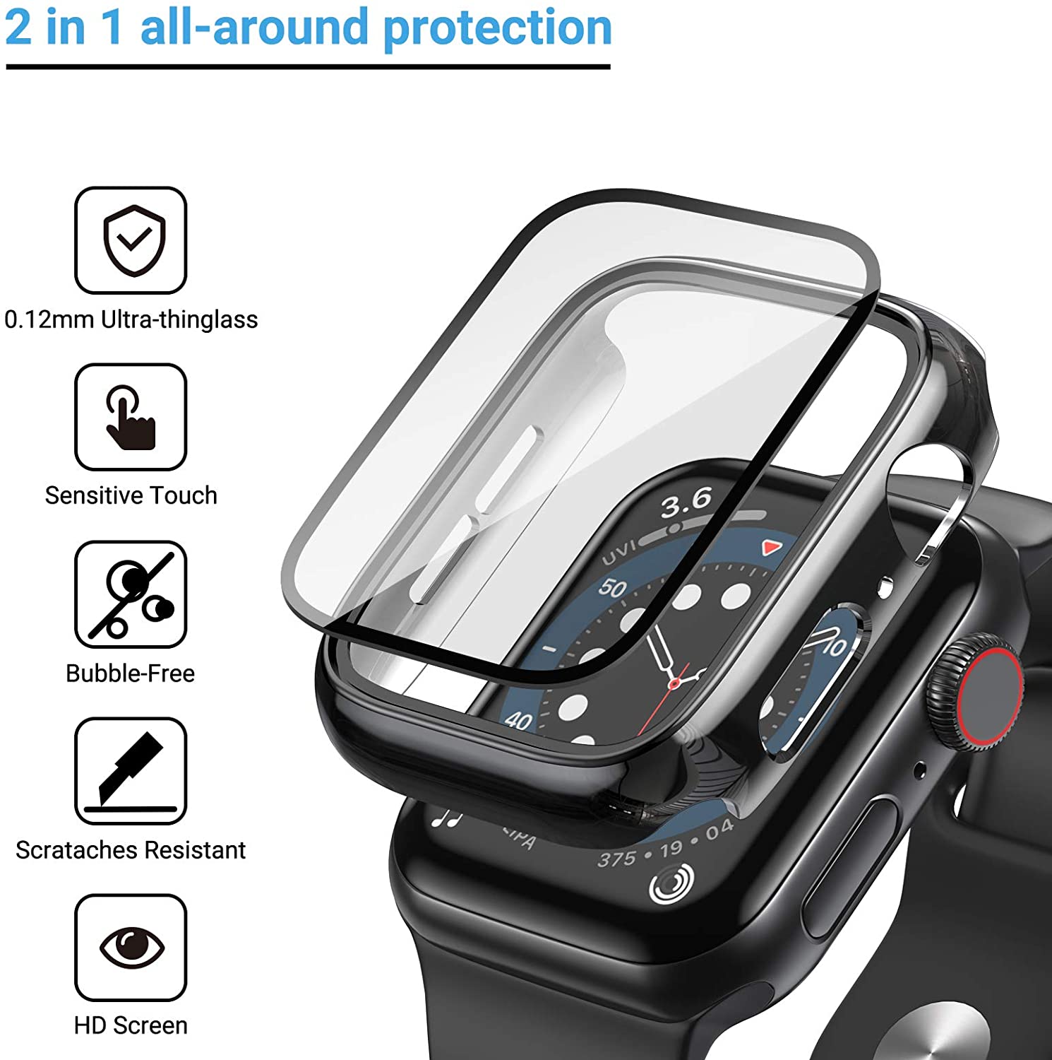 Vidro + capa para apple watch  - Smartwatch Band Accessories avaliação e preço